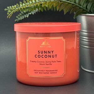 BBW Sunny Coconut White Barn Bath & Body Works 3 Wick Candle